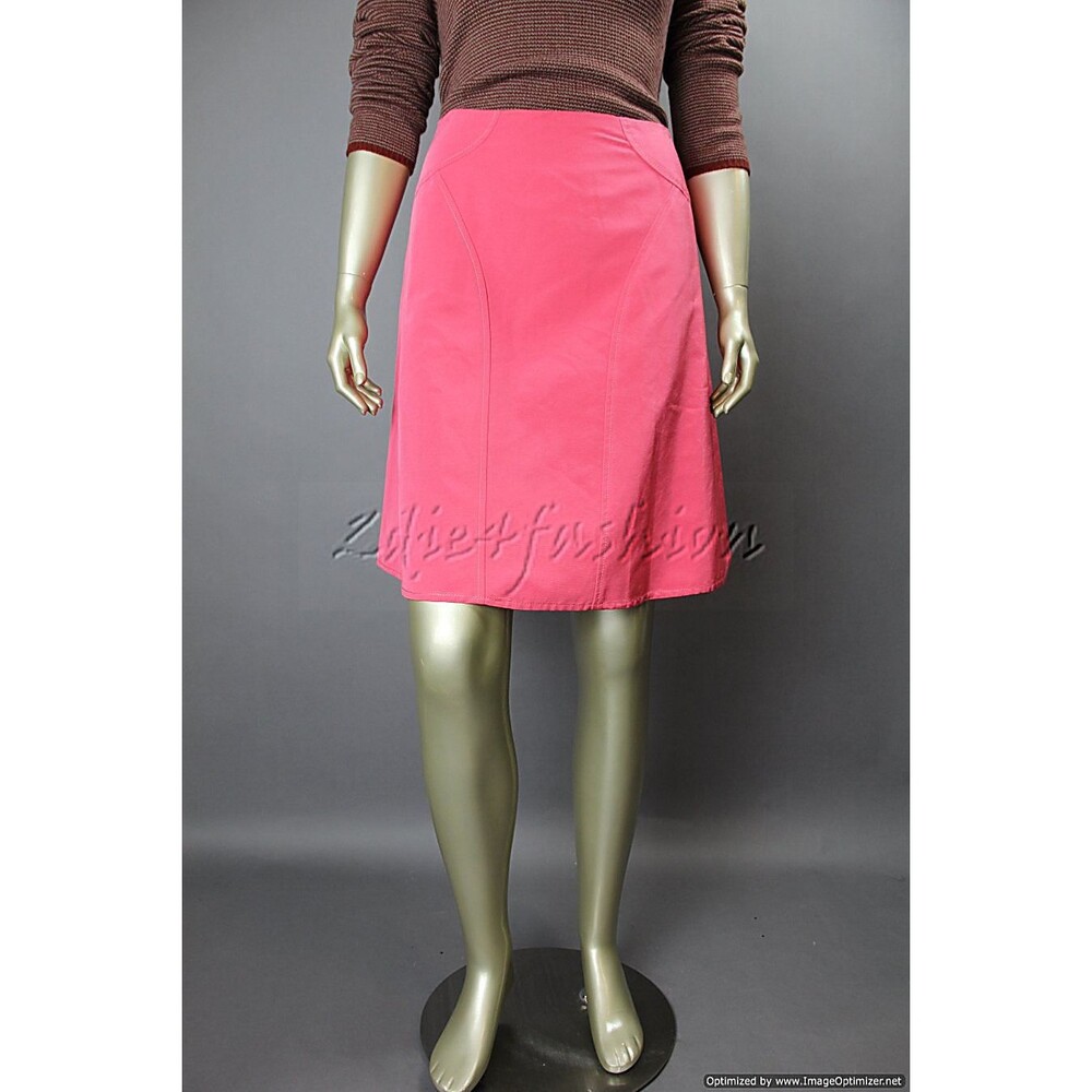 $1590 NWT CAROLINA HERRERA Pink Stitch Panel A-Line Cotton Silk Skirt 14